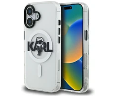 „Karl Lagerfeld IML Karl Sketch Logo MagSafe“ dėklas, skirtas „iPhone 16“ – skaidrus