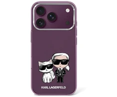 Dėklas Karl Lagerfeld IML Karl&amp;Choupette Bodies Sketch Print MagSafe case for iPhone 17 Pro / 18 Pro - burgundy