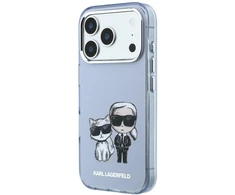 Dėklas Karl Lagerfeld IML Karl&amp;Choupette Bodies Sketch Print MagSafe case for iPhone 17 Pro Max / 18 Pro Max - light mėlynas