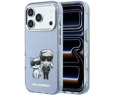 Dėklas Karl Lagerfeld IML Karl&amp;Choupette Bodies Sketch Print MagSafe case for iPhone 17 Pro Max / 18 Pro Max - light mėlynas