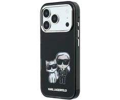 Dėklas Karl Lagerfeld IML Karl&amp;Choupette Bodies Sketch Print MagSafe Case for iPhone 17 Pro / 18 Pro - Juodas