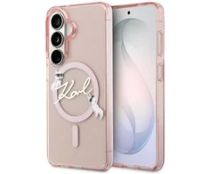 Karl Lagerfeld IML Choupette Karl Script Logo Magnetic dėklas skirtas Samsung Galaxy S26 Rožinė