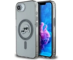 Karl Lagerfeld IML metalinis Karl &amp; Choupette Heads MagSafe iPhone 16e dėklas - Juodas