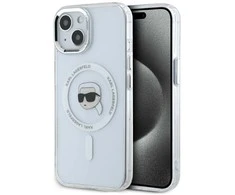 Karl Lagerfeld dėklas skirtas Apple iPhone 15 Plus compatible with MagSafe KLHMP15MHLSKIH (IML Metal K Head) baltos spalvos