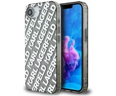 Karl Lagerfeld IML Repeat Logo dėklas, skirtas iPhone 16e - sidabrinis