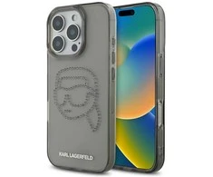 Karl Lagerfeld dėklas skirtas Apple iPhone 16 Pro KLHCP16LHKHDCELK (IML Rhinestones S K Head) juodos spalvos