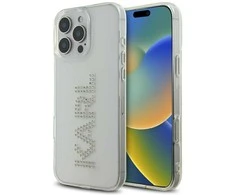 Karl Lagerfeld IML Rhinestones logotipas iPhone 16 Pro dėklas – skaidrus