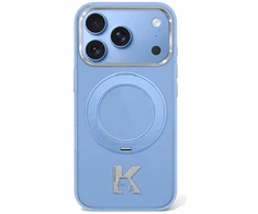 Dėklas Karl Lagerfeld IML Ring Stand 360 Kameo Metal MagSafe Case for iPhone 17 Pro / 18 Pro - Mėlyna