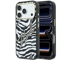 Dėklas Karl Lagerfeld IML Signature Zebra Glitter MagSafe Case for iPhone 17 Pro Max / 18 Pro Max - Gold