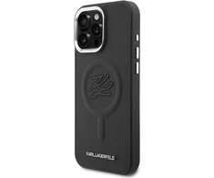 Dėklas Karl Lagerfeld Initial &amp; Metal Logo MagSafe do iPhone 16 Pro Max juoda
