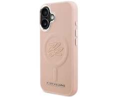 Dėklas Karl Lagerfeld Initial &amp; Metal Logo MagSafe iPhone 16 Case - Rožinė