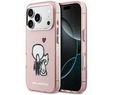 Dėklas Karl Lagerfeld Karl &amp; Choupette Back MagSafe Case for iPhone 17 Pro Max - Rožinė