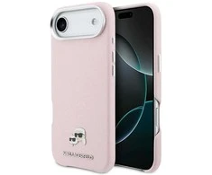 Dėklas Karl Lagerfeld Karl &amp; Choupette Head Pins Saffiano MagSafe iPhone Air Case - Rožinė