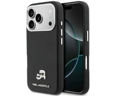 „Karl Lagerfeld Karl &amp; Choupette Head Pins Saffiano MagSafe“ dėklas, skirtas „iPhone 17 Pro Max“ - Juodas