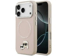 Karl Lagerfeld Karl &amp; Choupette Pins MagSafe dėklas skirtas Apple iPhone 17 Pro Max rožinės spalvos