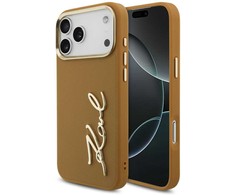 Karl Lagerfeld Karl Script Logo dėklas skirtas Apple iPhone 17 Pro Max rudos spalvos