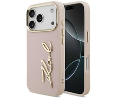 Karl Lagerfeld Karl Script Logo dėklas skirtas Apple iPhone 17 Pro rožinės spalvos