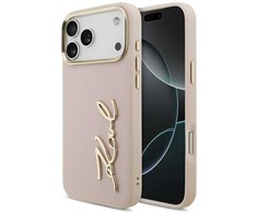 Karl Lagerfeld Karl Script Logo dėklas skirtas Apple iPhone 17 Pro Max rožinės spalvos