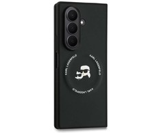Karl Lagerfeld PU Karl and Choupette Heads Magnetic dėklas skirtas Samsung Galaxy Z Fold 7 juodos spalvos