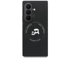 Karl Lagerfeld PU Karl and Choupette Heads Magnetic dėklas Samsung Galaxy Z Fold 8 Ultra juodos spalvos