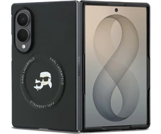 Karl Lagerfeld PU Karl and Choupette Heads Magnetic dėklas Samsung Galaxy Z Fold 8 juodos spalvos