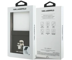 Karl Lagerfeld PU Saffiano Karl and Choupette dėklas Samsung Galaxy Z Flip 8 juodos spalvos