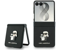 Karl Lagerfeld PU Saffiano Karl and Choupette dėklas Samsung Galaxy Z Flip 8 juodos spalvos
