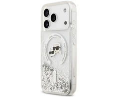 Dėklas Karl Lagerfeld Liquid Glitter Karl&amp;Choupette Heads MagSafe do iPhone 18 Pro Max / 17 Pro Max przezorczysty