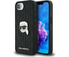 Dėklas Karl Lagerfeld Monogram Karl Head Pin iPhone 16e Case - Juodas