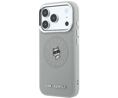 Dėklas Karl Lagerfeld Point &amp; Choupette Sketch MagSafe do iPhone 18 Pro Max / 17 Pro Max pilka