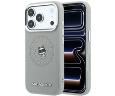 Dėklas Karl Lagerfeld Point &amp; Choupette Sketch MagSafe do iPhone 18 Pro / 17 Pro pilka