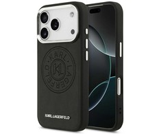 Karl Lagerfeld Point &amp; Metal Logo MagSafe dėklas skirtas Apple iPhone 17 Pro Max juodos spalvos