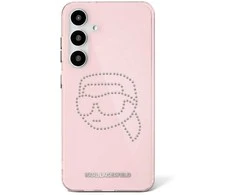 Karl Lagerfeld Rhinestones K. Head Logo Samsung Galaxy S25 dėklas telefonui rožinės spalvos