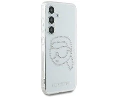 Karl Lagerfeld dėklas skirtas Samsung Galaxy S25 KLHCS25SHKHDCELT (IML Rhinestones K Head) skaidrus