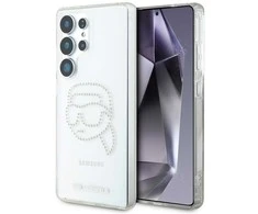 Karl Lagerfeld Rhinestones Karl Head Logo Samsung Galaxy S25 Ultra dėklas telefonui skaidrus