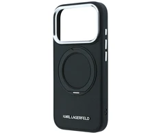 Dėklas Karl Lagerfeld case for IPHONE 18 Pro Max/17 Pro Max compatible with MagSafe (Ring Stand 360 Saffiano Classic Logo) juodas