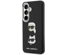 Karl Lagerfeld „Saffiano“ dvigubų galvučių metalinis dėklas, skirtas „Samsung Galaxy S26+“, juodas