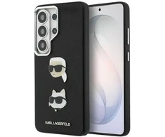 Karl Lagerfeld „Saffiano“ dvigubų galvučių metalinis dėklas, skirtas „Samsung Galaxy S26 Ultra“, juodas