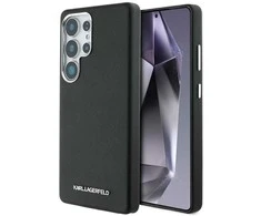 Karl Lagerfeld Saffiano Full Wrapped Elongated Metal Logo MagSafe Samsung Galaxy S25 Ultra dėklas telefonui juodos spalvos