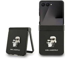 Karl Lagerfeld Saffiano Karl&Choupette Pin dėklas skirtas Samsung Galaxy Z Flip7 Juodas