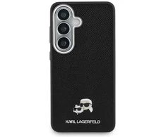 Karl Lagerfeld Grained PU Leather K&CH Heads Magnetic dėklas skirtas Samsung Galaxy S26 juodos spalvos