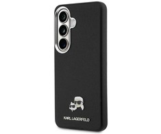 Karl Lagerfeld Grained PU Leather K&CH Heads Magnetic dėklas Samsung Galaxy S26+ juodos spalvos