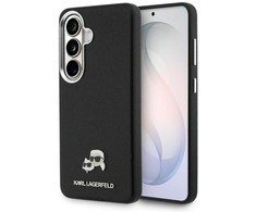 Karl Lagerfeld Grained PU Leather K&CH Heads Magnetic dėklas Samsung Galaxy S26+ juodos spalvos