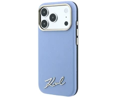 Dėklas Karl Lagerfeld Saffiano Small Script Metal Logo MagSafe Case for iPhone 17 Pro / 18 Pro - Light Mėlyna
