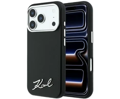 Dėklas Karl Lagerfeld Saffiano Small Script Metal Logo MagSafe Case for iPhone 17 Pro Max / 18 Pro Max - Juodas