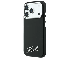 Dėklas Karl Lagerfeld Saffiano Small Script Metal Logo MagSafe Case for iPhone 17 Pro Max / 18 Pro Max - Juodas