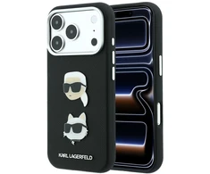 Karl Lagerfeld PU Semi Wrap Saffiano K&CH Heads dėklas, skirtas iPhone 18 Pro, juodas