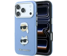 Dėklas Cg Mobile Sas Karl Lagerfeld Saffiano with Karl &amp; Choupette Heads Pins &amp; Logo case for Iphone 18 Pro Max / 17 Pro Max mėlynas