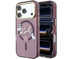 Dėklas Karl Lagerfeld Script Logo MagSafe do iPhone 18 Pro Max / 17 Pro Max bordo spalvos
