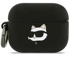 Karl Lagerfeld 3D Logo NFT Choupette Head Silicone dėklas skirtas AirPods Pro 3 juodos spalvos